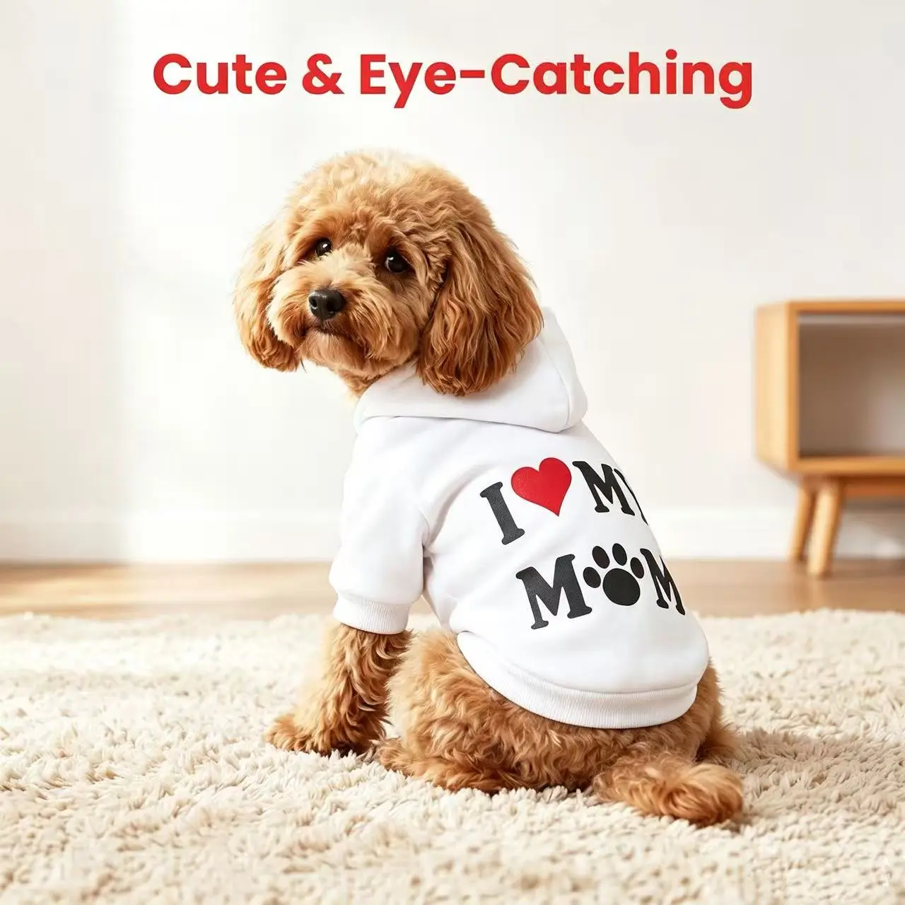 Dog & Cat 1-Piece Cute Hoodie Sweater, Casual Graphic Hoodie with Letter Print, Spring Fabric Pet Clothing (No Bathrobe Function), One-Piece