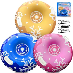 1/3 Packs Snow Tube Inflatable Sleds for Kids Snow Tubes for Sledding Heavy Duty 36'' Snow Sleds for Kids and Adult with Handles Outdoor Snow Toys Set for