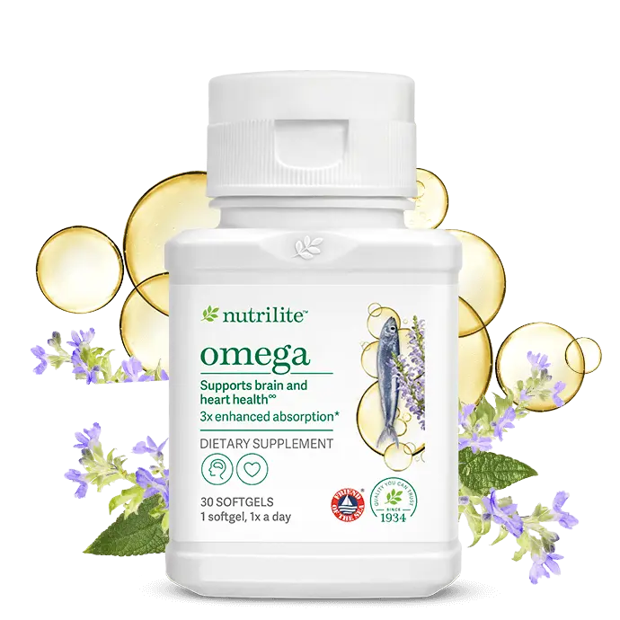 Amway Nutrilite Omega 3 Softgels 30 Count Daily Brain & Heart Wellness Support with Fish Oil EPA DHA ALA Enhanced Absorption Gentle on Stomach - Healthcare, Fitness