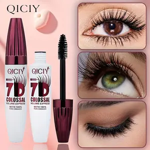 Extended 7D Fiber Mascara, Long-Lasting Waterproof Black Eyelash Mascara, Lengthening And Curling, Fiber Eyelash Extension Cosmetics, Talc-Free, Suitable for All Skin Types, with Curling Tool