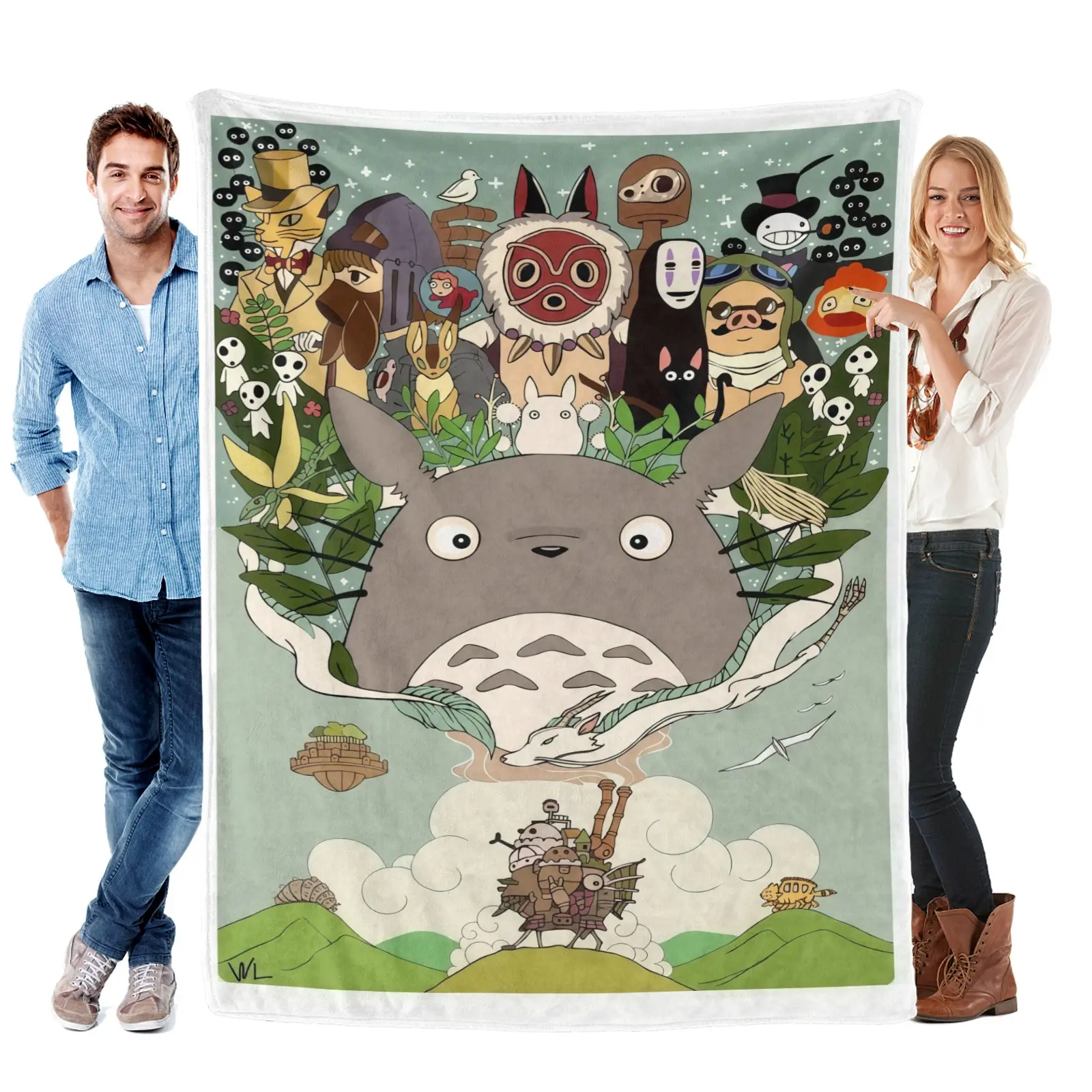 Studio Ghibli My Neighbor Totoro Super Soft Cozy Throw Blanket - Warm, Lightweight - for Couch, Bed, Watch Party Use