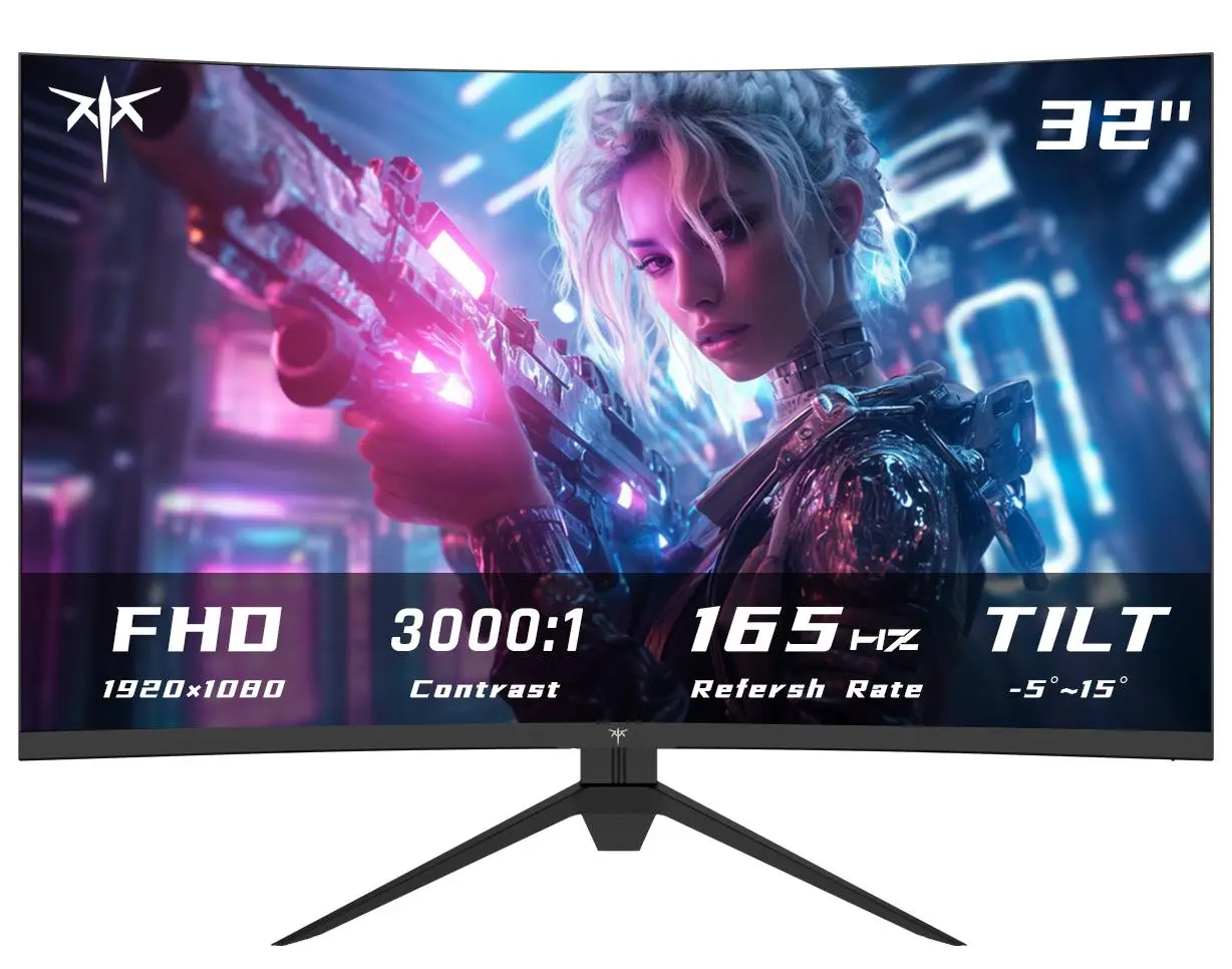 KTC 32" FHD 1080P 1500R VA Curved Frameless Gaming Monitor for Gaming Upgrade - 180Hz, 350cd/m² Brightness, 3000:1 Contrast, 122% sRGB, HDR10, FreeSync Premium, 2xHDMI 2.0, DP 1.4, VESA Compatible, Tilt Adjustable, Eye Care, Flickerfree, Model H32S17C