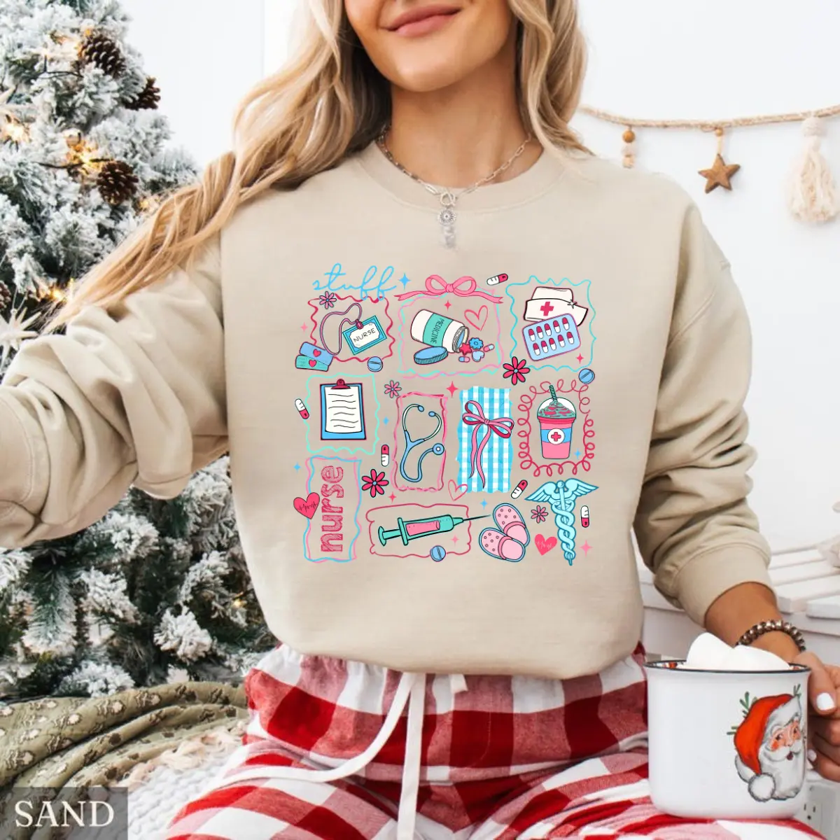 Nurse Stuff Sweatshirt/Hoodie/Tshirt, Cute Registered Nurse Shirt, Minimalist Doodle RN Tee, Coquette Nurse Crewneck, Stethoscope Graphic Top, Cozy Nursing Gift