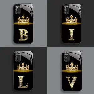 Suitable for [Galaxy Note20] New high-end crown letter glass mobile phone case new business simple explosion-proof mobile phone case affordable anti-fall anti-fingerprint 995