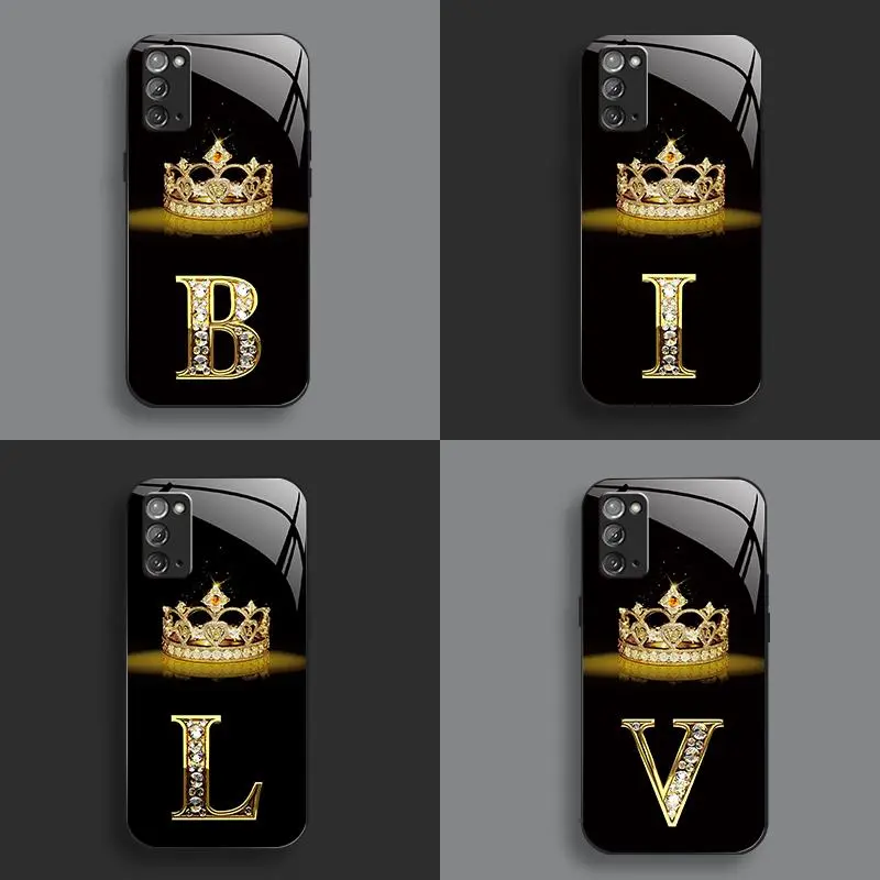 Galaxy Note20 Smartphone Casing, High-End Crown-Letter Glass Handheld Device Cover, Business-Simple, Explosion-Proof, Anti-Fall, Anti-Fingerprint, Affordable