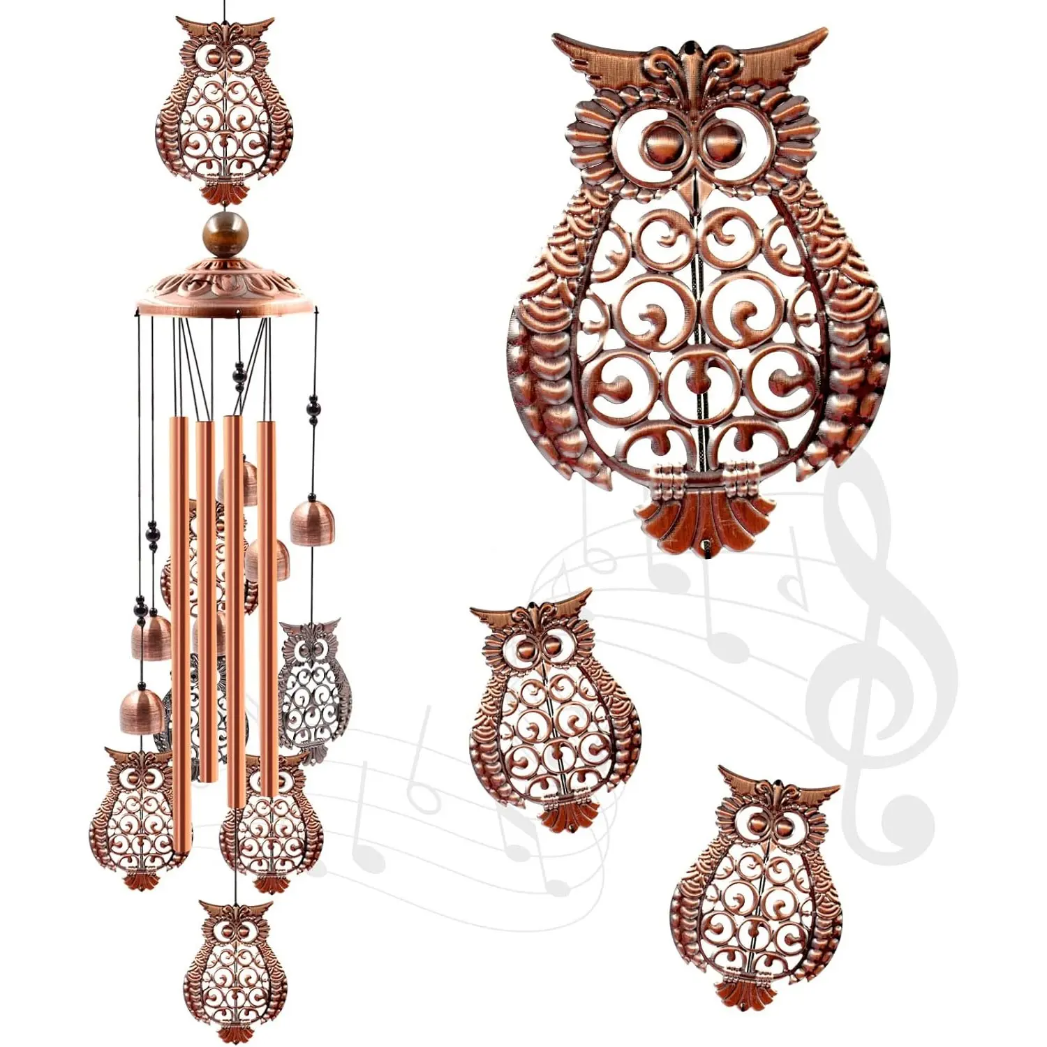 Outdoor owl wind chime, metal wind chime, suitable for female/male as an owl gift, outdoor wind chime decoration, commemorative / housewarming / birthday / festival gift, front yard decoration, Wind Chimes For Outside Deep Tone, Windchimes
