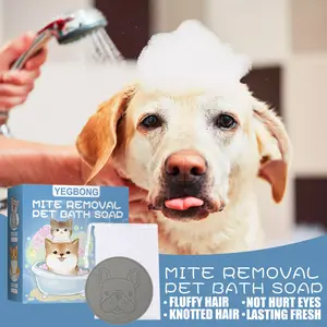 Natural Anti-Mite Pet Shampoo Bar | Antibacterial & Deodorizing Formula for Dogs & Cats | Vet-Recommended Bathing Solution