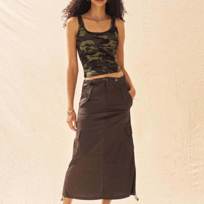 Women’s Camouflage Knit Tank Top – Slim Fit Sleeveless Camo Top, Streetwear Summer Going Out Outfit