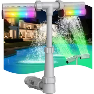 LED Pool Waterfall Fountain With 7 Color Changing Lights And Adjustable Height Remote Control Operation