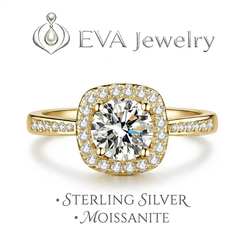 [EVA Jewelry] Square 925 Sterling Silver Synethic Moissanite Ring