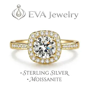 [EVA Jewelry] Square 925 Sterling Silver Synethic Moissanite Ring