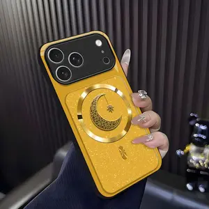 Suitable for [iPhone 17 Pro Max] high-end MagSafe phone case，Luxury Lace Moon Star MagSafe Case Aesthetic Sparkly Shockproof Cover 952
