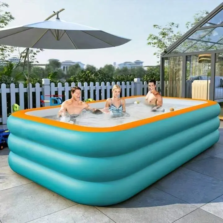165" Inflatable Pool for Kids & Family, 3-Layer Thickened Blow Up Pool , 0.32mm Heavy Duty PVC, Durable Swimming Pool for Adults, Kids & Pets Backyard Summer Orange