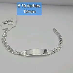 BRACELET silver PLATED I'd style Cuban 8 ½inches 12mm plated no pure