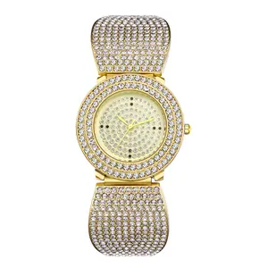 OIDEA Women's Round Rhinestone Analog Quartz Watch - Full Iced Out Bling Wide Band, Removable Strap, Diamond-Stoned, Dressy, Fashion, Scratch-Resistant Ladies' Watch, Analog Quartz Watches, Diamond-Stoned Quartz Watches