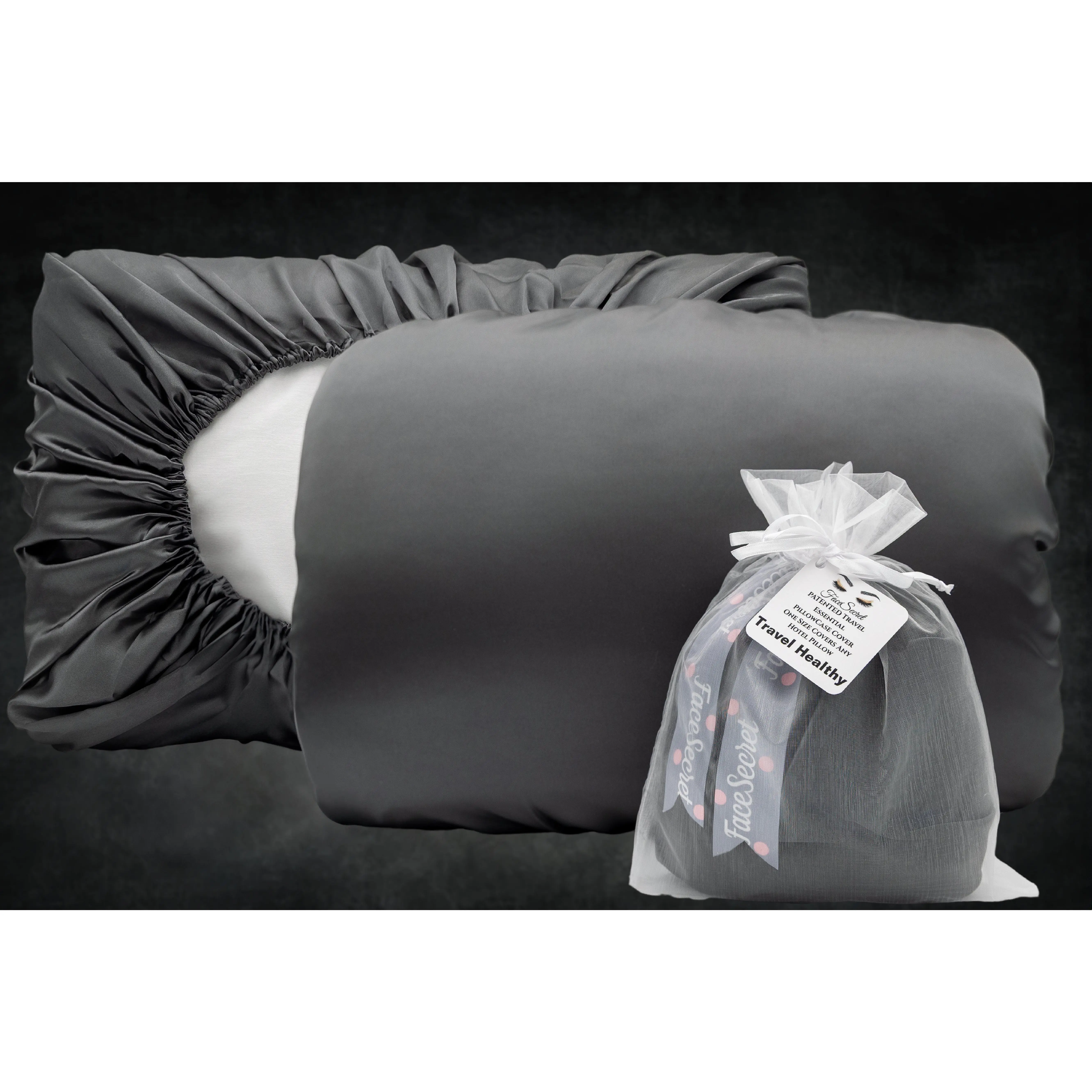 Satin Gray Travel SlipOver PillowCase For Men
