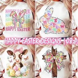 Easter DTF Transfer Bundle - 6 PCS Ready-to-Press Iron-On Stickers for Shirts and Crafts #DTFTransfers #EasterDesigns #ReadyToPress #IronOnSticker