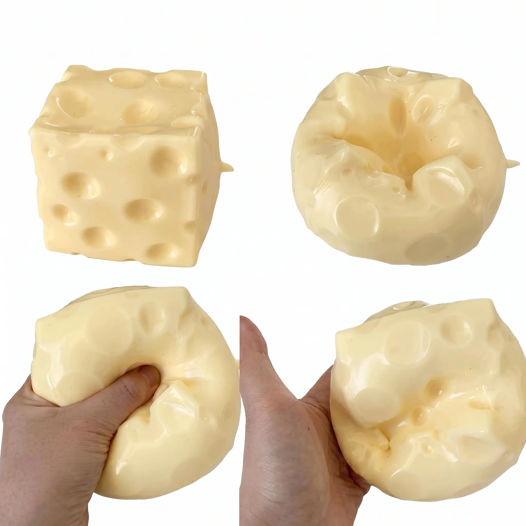 Cheese Cube Creamy Squishy Fidget Toy, Super Soft Slow Rebound Squeeze Stress Toy, Realistic Food Sensory Decompression Toy for Kids Adults, Novelty Party Gift