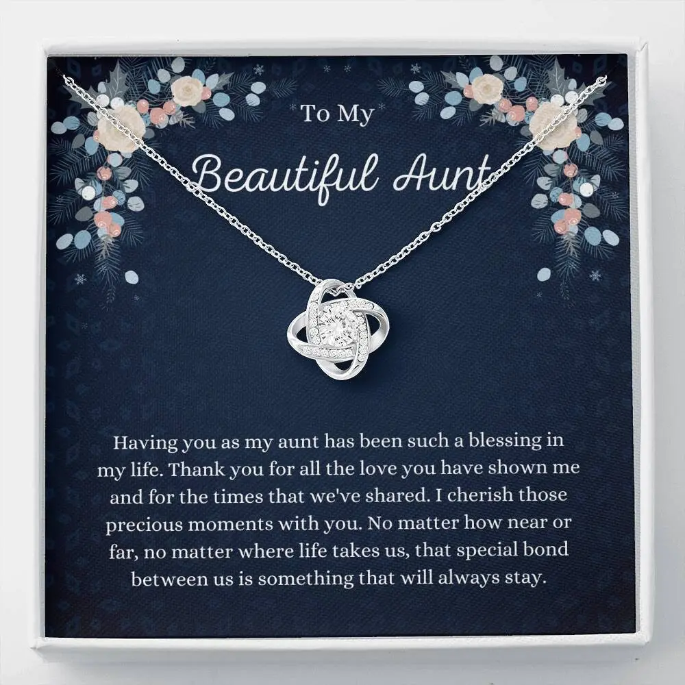 Personalized Aunt Necklace, Birthday Gift For Aunt, Aunt Jewelry, Present for Aunt, Christmas gift for Aunt, to my beautiful Aunt, love knot necklace