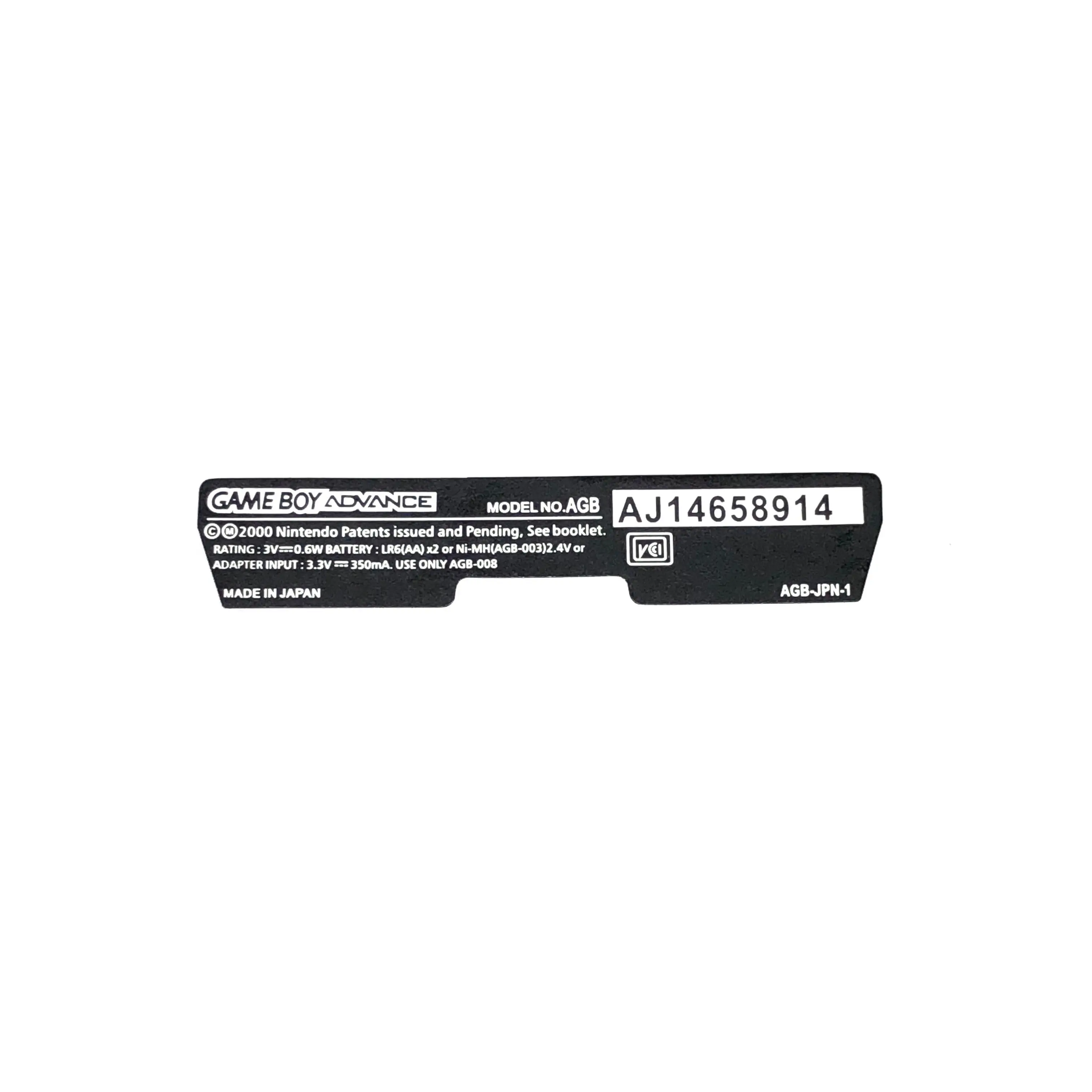 Game Boy Advance AGB Model High Quality Replacement Sticker Label