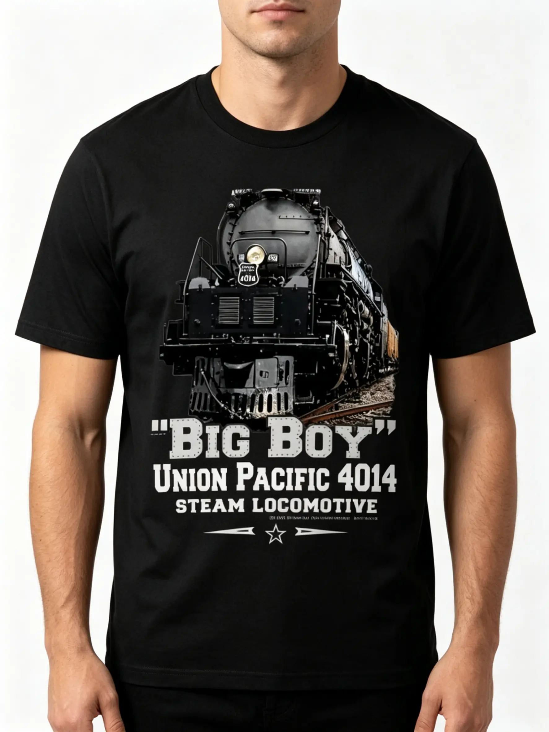 Vintage Big Boy Union Pacific 4014 Steam Locomotive Railroad Train Enthusiast Unisex Black Cotton Tee