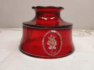 Westmoreland Ruby Red Glass Hand Painted Fairy Lamp Shade Only Signed 1979