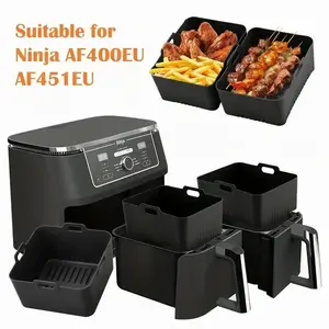 Premium Ninja 9.5L Af400uk Silicone Liners, Air Fryer Accessories, Specially Designed for Ninja Dual Air Fryer, Reusable Durable Silicone Material, Easy Clean Design