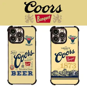 Coors Beer Cow Cowboy Vintage Western Style Tough Electroplated TPU Casing For iphone 16 15 14 13 12 11 X XS PRO PLUS MAX Four Corners Anti-Fall Transparent Soft Silicone Gift Shockproof Protection Anti-Drop Protective Protector Phone Cases Shell Cover