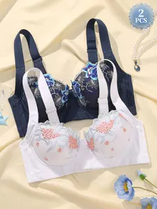 Two-piece set of women's sexy lace bras with underwire support, comfortable to wear, suitable for everyday wear. A perfect Valentine's Day gift.