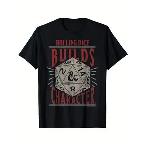 DKX [Dungeons & Dragons T-Shirt] Dungeons & Dragons Rolling Dice Builds Character Short Sleeve T-Shirt