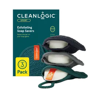 Cleanlogic Sport Exfoliating Soap Savers – Reusable Shower Pouches for Deep Clean & Smooth Skin (3 Pack, Assorted Colors) Personal Cleaning
