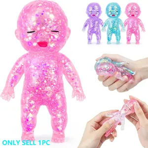 Curiosities Sugar Swaps Jumbo Baby Squishy, Stress Relief Fidget Toy, Soft Sensory Toy for Kids and Adults, Cute Elastic Collectible Glitter Babies Doll Squishies Stress Toy, Collectible Mochi Squishies