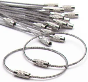 20Pcs Stainless Steel Wire Keychains Aircraft Cable Cable Key Ring for Hanging ID Tags or Luggage Tags,6.3 Inch 2Mm