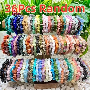 36Pcs Random Multicolor Summer Beach Stone Slice Beads Stackable Elastic Bracelet Suitable for Daily Wear, Holiday And Spring Summer