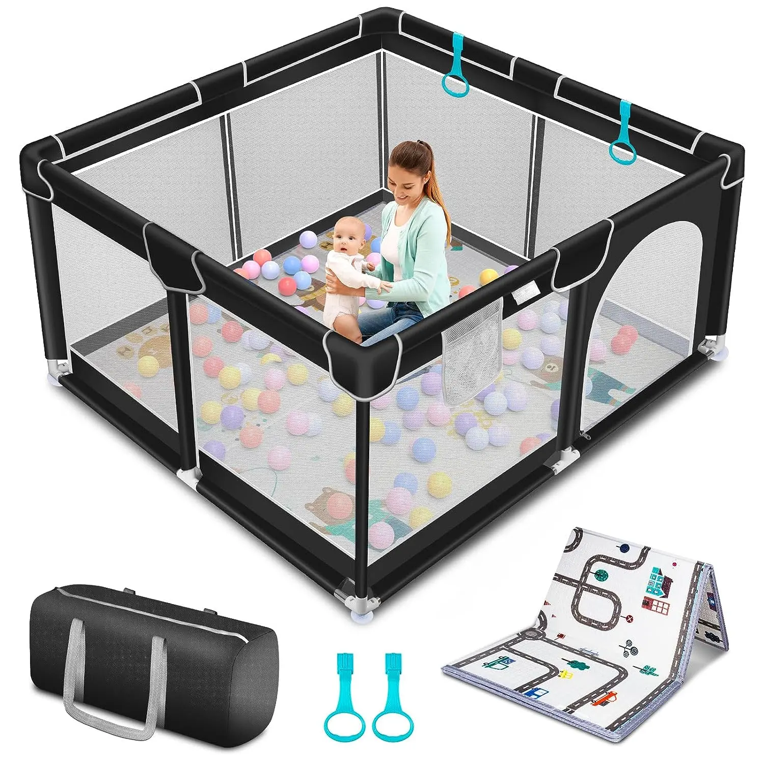Baby Playpen, Indoor and Outdoor Playard, Play Pens for Kid Activity Center, Sturdy Safety Baby Fence with Breathable Mesh for Toddler playpen