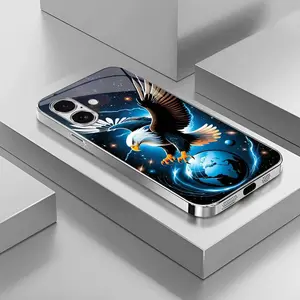 Suitable for [iPhone 16 Plus] Light luxury crystal eagle pattern and scorpion glass electroplated mobile phone case, exquisite and gorgeous 995