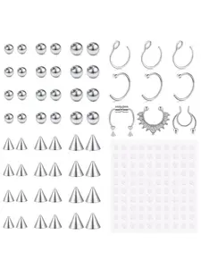Fake Eyebrow Ring, Fake Lip Labret Studs Replacement Balls Spike with 100pcs Sticker, Non-piercing Body Jewelry, Fake Skin Piercing, Nose Cuff