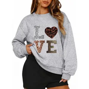 Oversize Sweatshirt Thin Top Gift Leopard Print Shirt No Lining