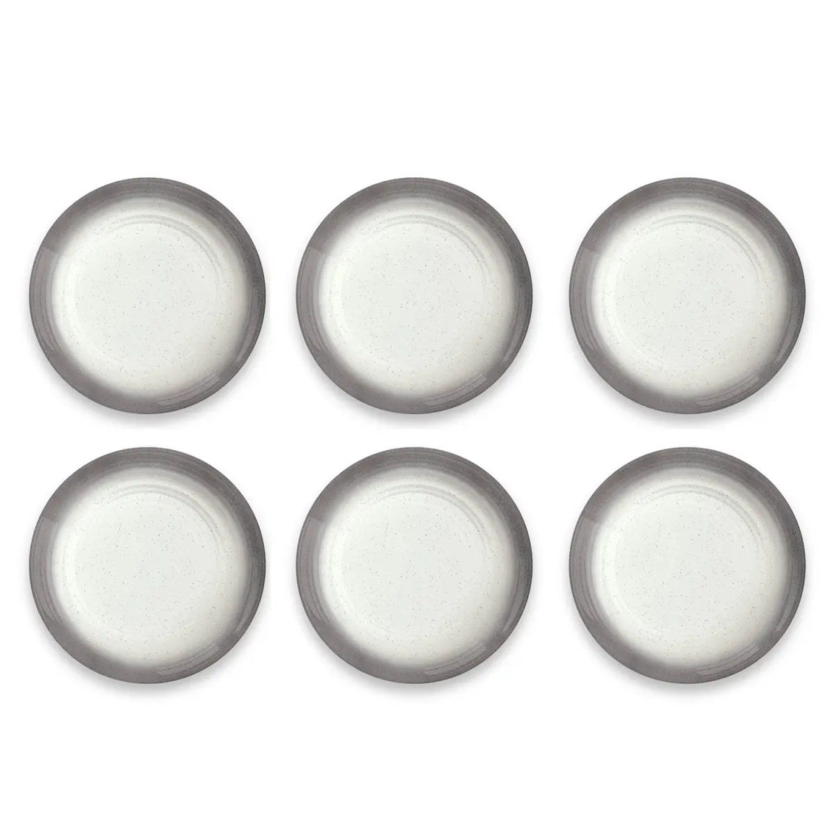 212 MAIN Shatterproof Aesthetic Melamine Dinnerware Sets - 6-Piece 8.3 in. Ombre Rim Speckle Grey Dining Plate Set, BPA-Free, Dishwasher Safe, Ideal for Indoor Tabletop Use (Model TBA1083SOSG), Salad Plates Set