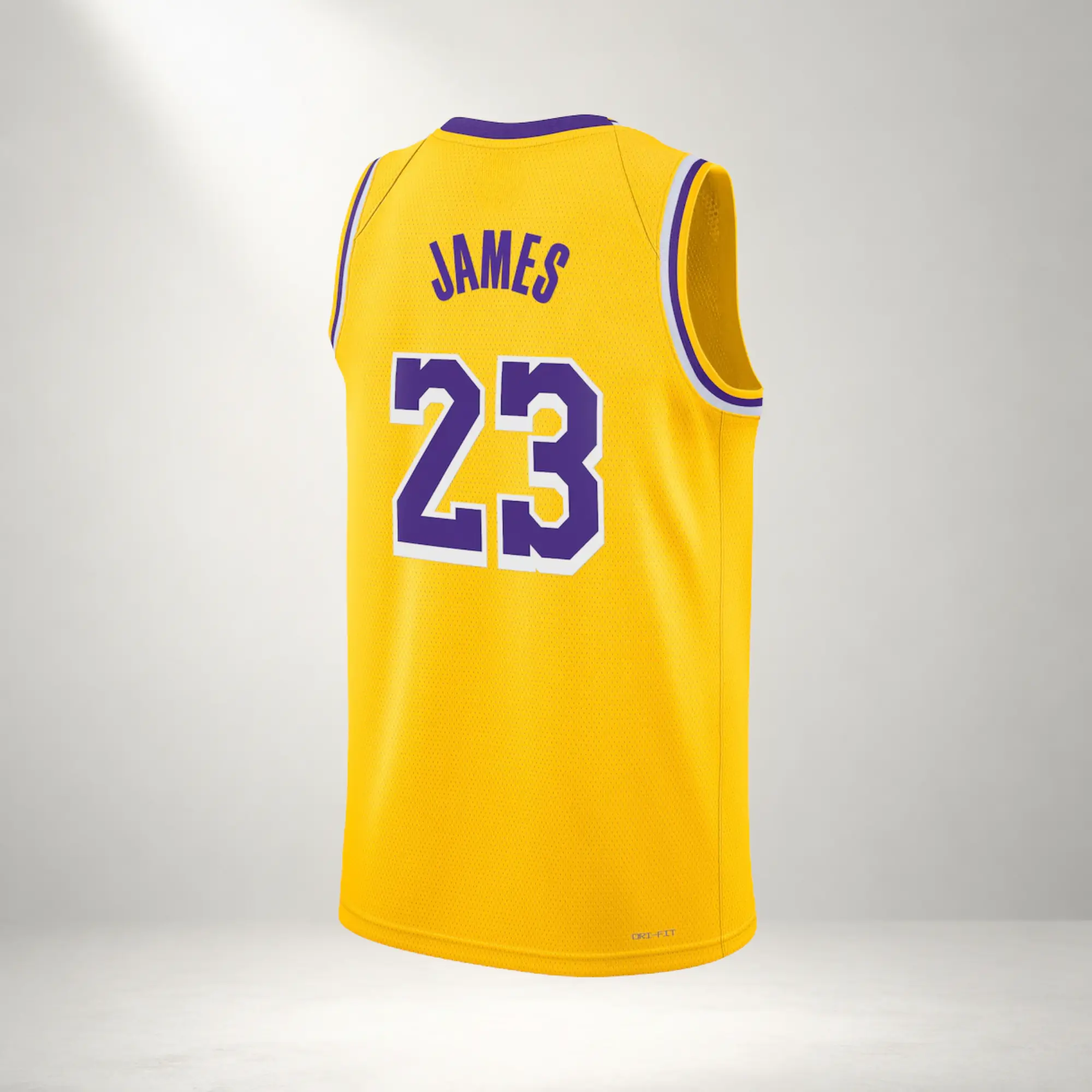 Gold James #23 Basketball Jersey 2026 – Icon Edition Swingman Style Fan Favorite Jersey with Purple Details