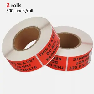2 Rolls Packaging Labels 500 Labels Roll THIS IS A SET DO NOT SEPARATE Shipping Warning Sticker