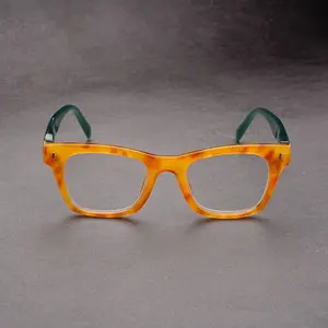 1 Pair Chic Large Frame Reading Glasses for Women - Retro Orange & Green Tortoiseshell Pattern, High Definition Prescription Eyewear with Spring Hinges, Includes Stylish Case, Christmas, gifts