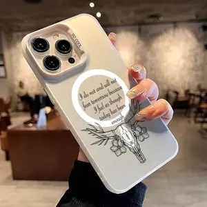 Cow skull Pattern Magnetic Phone Case for iPhone 15 16 14 Pro Max 13 12 11 XR XS Plus Shockproof Drop Protection Durable PC Smartphone Cover Cellphone Protective Casing