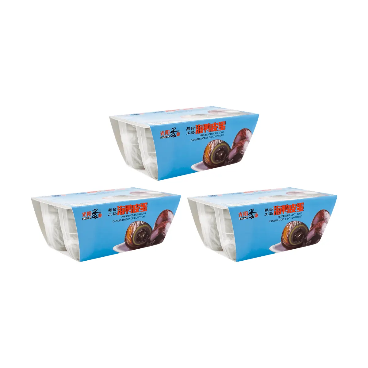 GOOSUN Preserved Duck Eggs (Pidan) - 6 Pack (375g) x 3 Value Bundle - Authentic Chinese Delicacy for Salads & Cooking