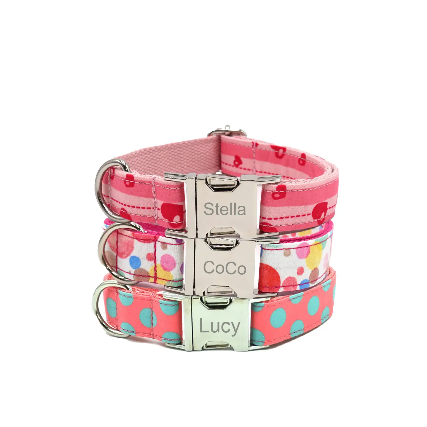 Personalized Dog Collar Reds Floral Print 1Pc Custom Laser Engraved Soft Cotton  Nameplate Durable ID Durable Material Easy to Install