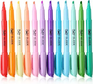 Pastel Highlighters , 12 Pack , Assorted Colors , Fast Dry , Highlighter Pastel , Set , Bible Journaling Highlighter , Marker , Colored School Supplies  with 2 colors
