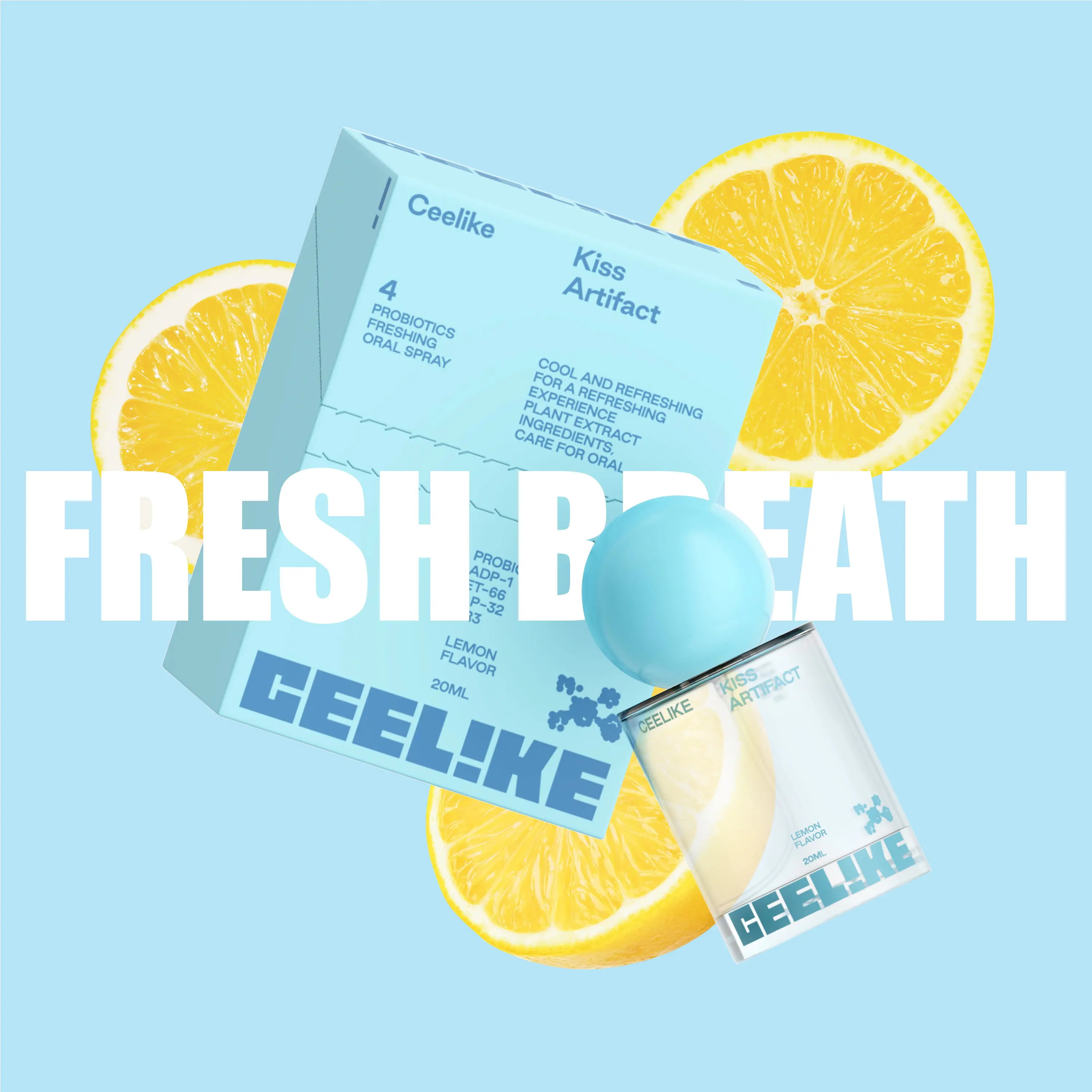 CEELIKE Probiotic Lemon Oral Spray | 20ml for Long-Lasting Freshness & Oral Health | Sugar-Free & Portable Breath Freshener