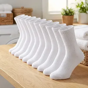 12 Packs Crew Socks for Womens and Men Cushioned Long Socks Cotton Athletic Socks for Hiking Running(6 Pairs)