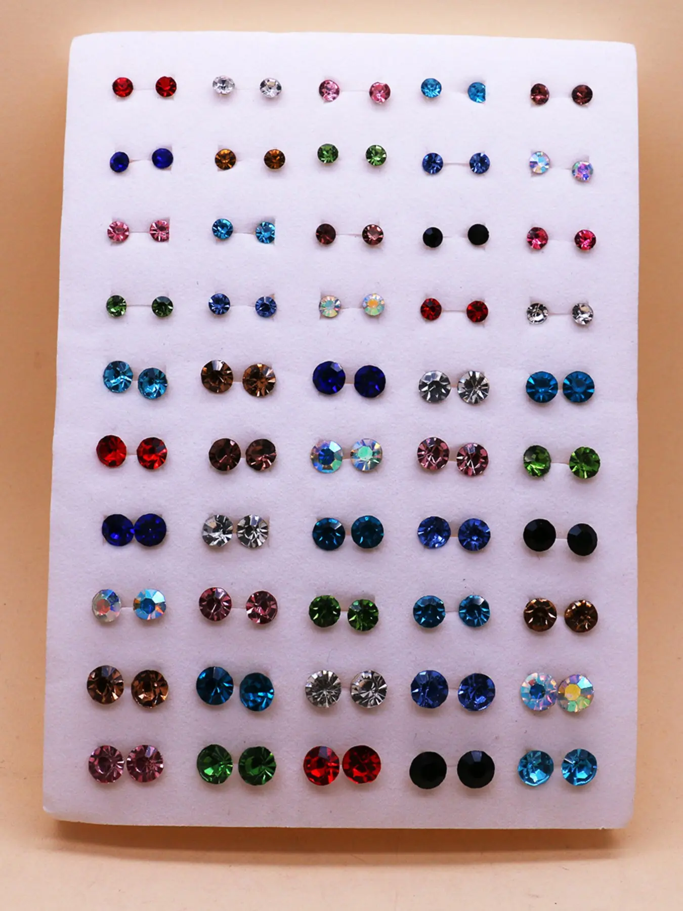 100pcs Colorful Rhinestone Stud Earrings, Earring Set, Hypoallergenic Plastic Resin, Back Clasp, Ideal for Sensitive Ears, Party Gift