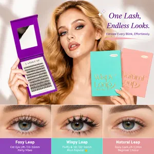 LashLeap Pre-Glued Lash Clusters, No Glue Press On Lashes, Self Adhesive DIY Eyelash Extensions Kit with Tweezers (136 Pcs)